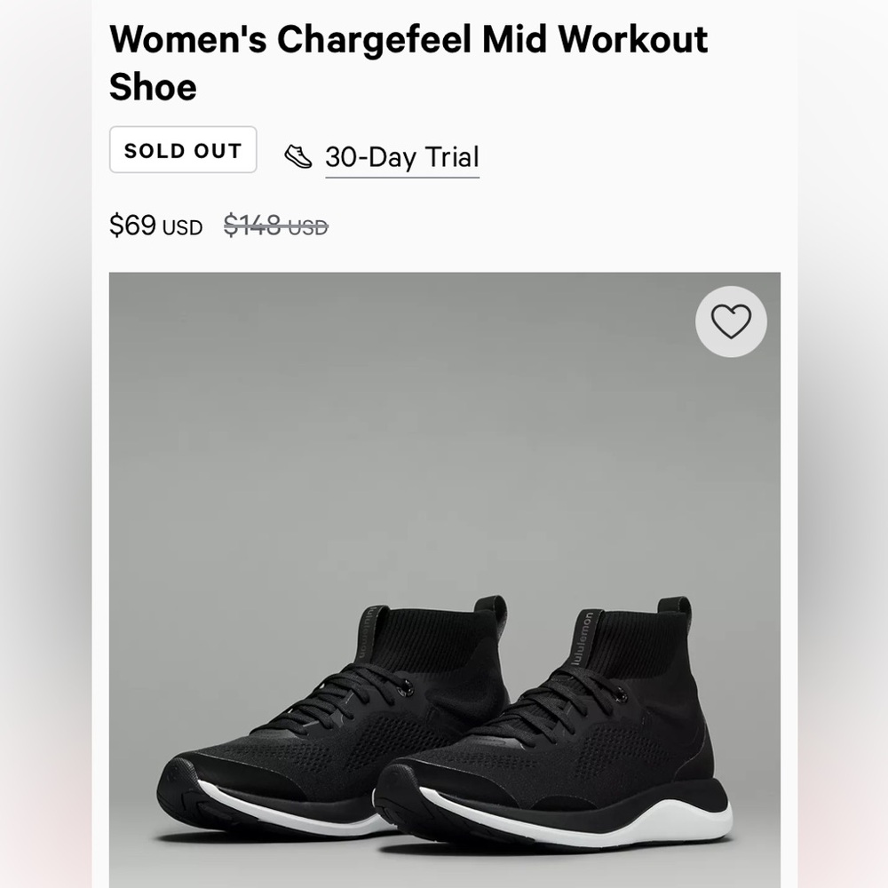 lululemon athletica Black Chargefeel Mid Workout Shoes